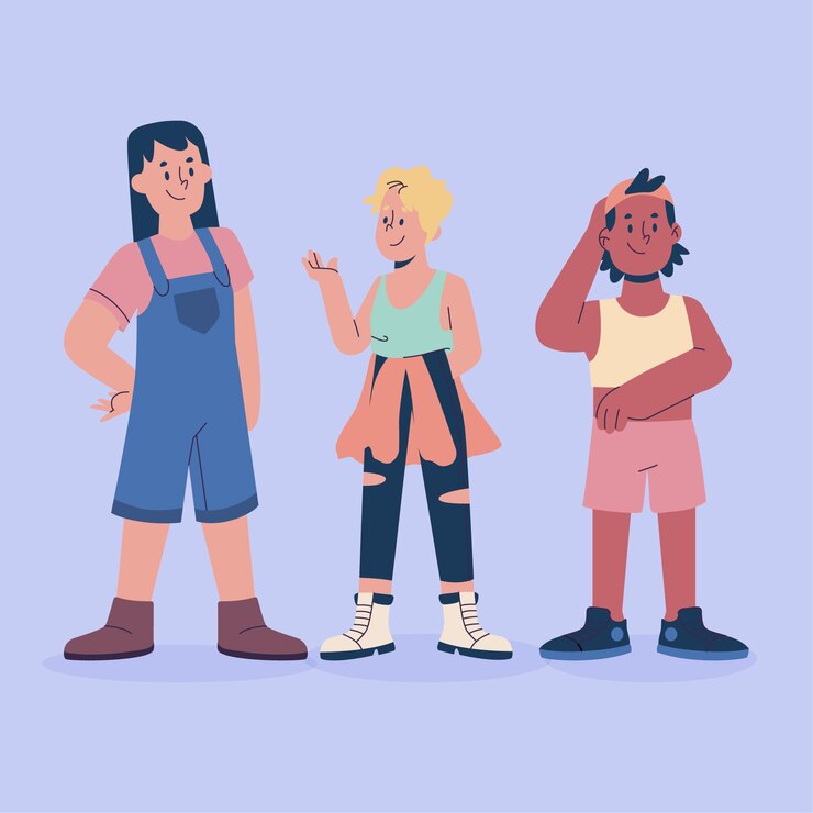 Ilustración plana orgánica personas no binarias.
