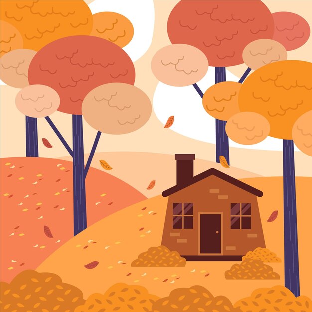 Ilustración plana de otoño