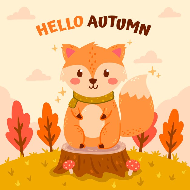 Ilustración plana para el otoño