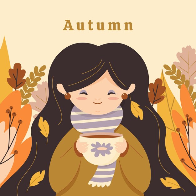 Ilustración plana para el otoño