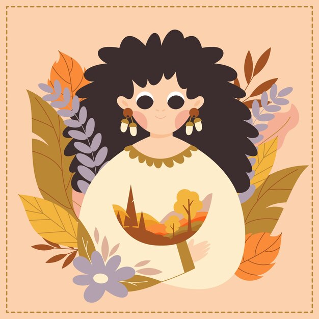 Ilustración plana para el otoño