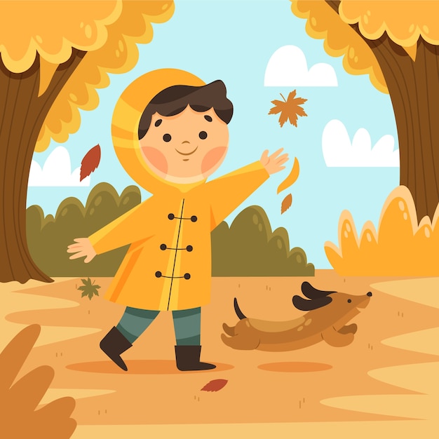 Ilustración plana para el otoño