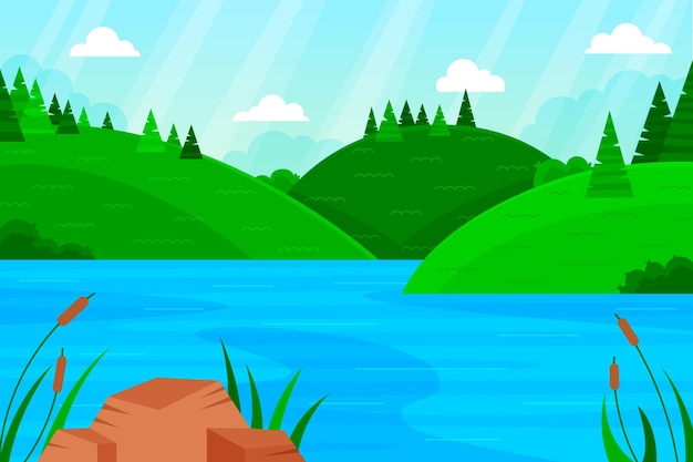 Vector gratuito ilustración plana del paisaje