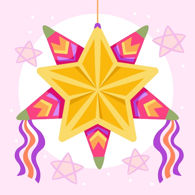 Ilustración plana de parol de navidad