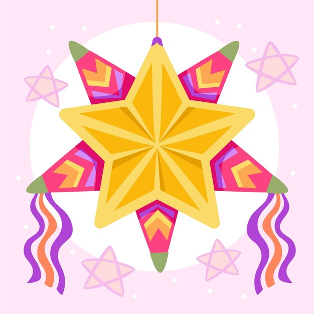 Ilustración plana de parol de navidad