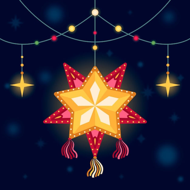 Ilustración plana de parol de navidad
