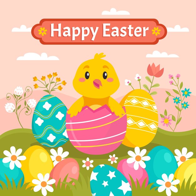 Ilustración plana de pascua