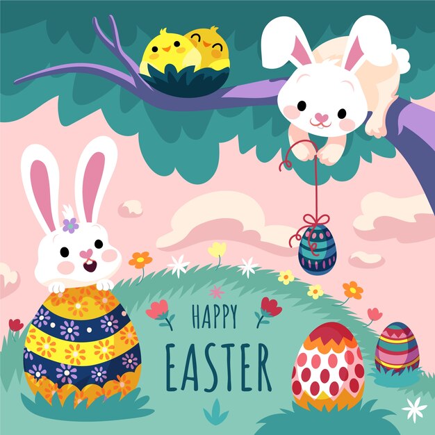 Ilustración plana de pascua