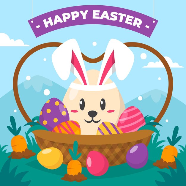Ilustración plana de la Pascua