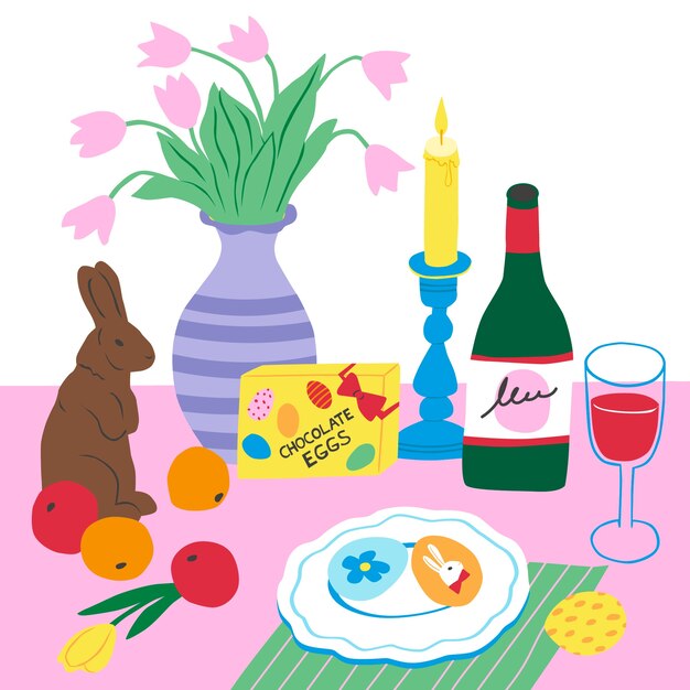 Ilustración plana de pascua