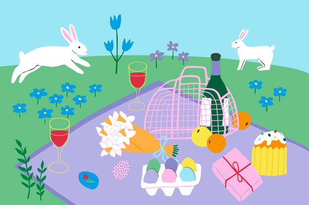 Ilustración plana de pascua