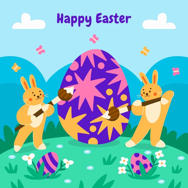 Ilustración plana de pascua