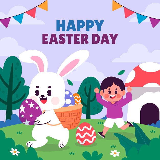Ilustración plana de la Pascua