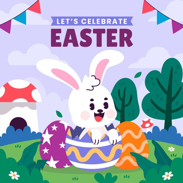 Ilustración plana de la Pascua