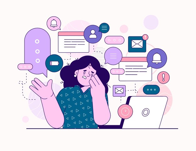 Ilustración plana de una persona abrumada