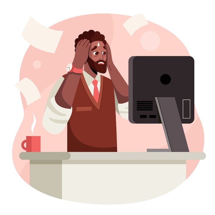 Vector gratuito ilustración plana de una persona abrumada