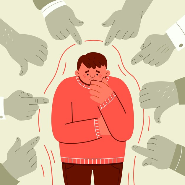 Ilustración plana de la persona avergonzada o culpada
