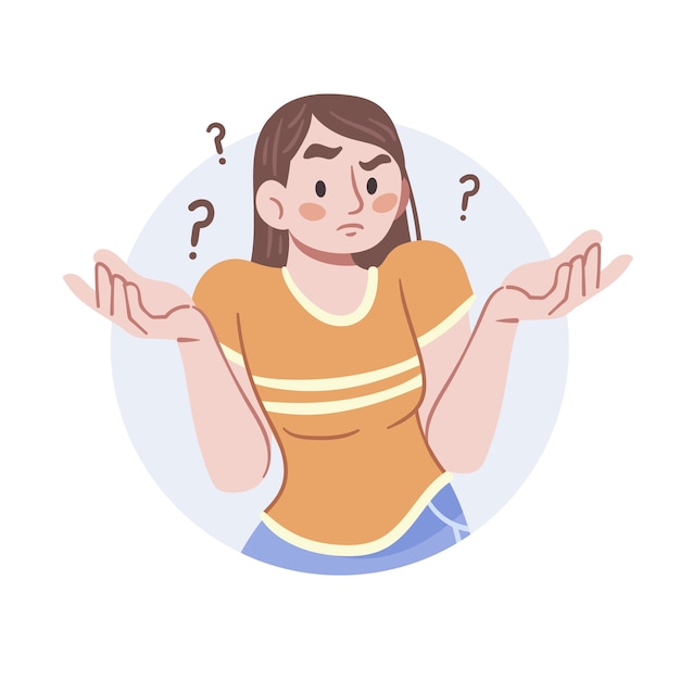 Ilustración plana de persona encogiéndose de hombros