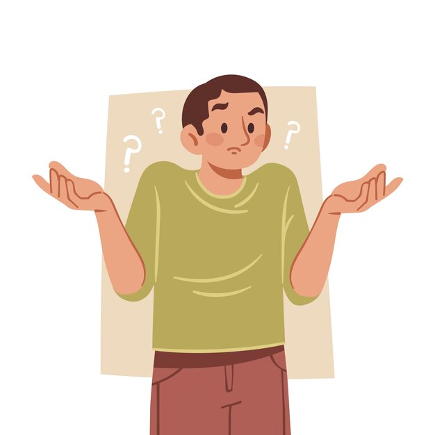 Ilustración plana de persona encogiéndose de hombros