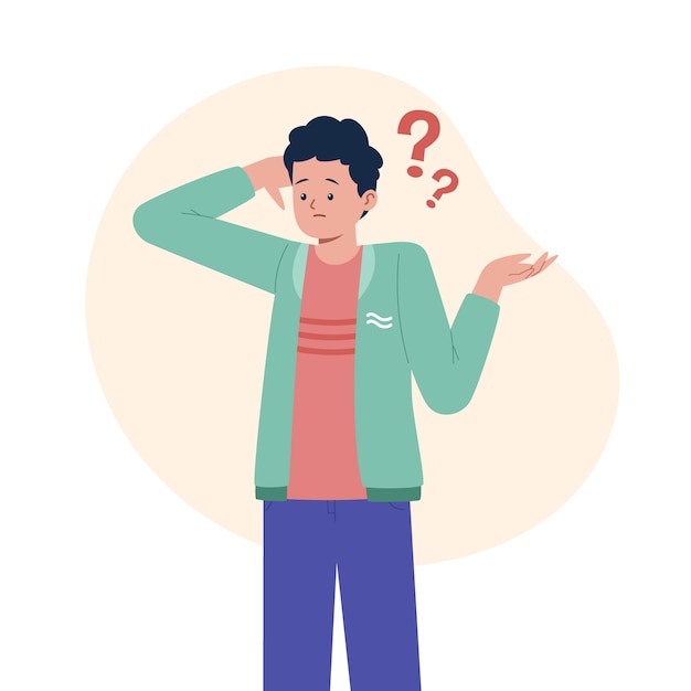 Ilustración plana de persona encogiéndose de hombros