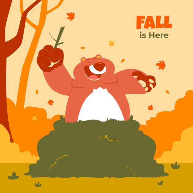 Ilustración plana de personajes de dibujos animados para la temporada de otoño
