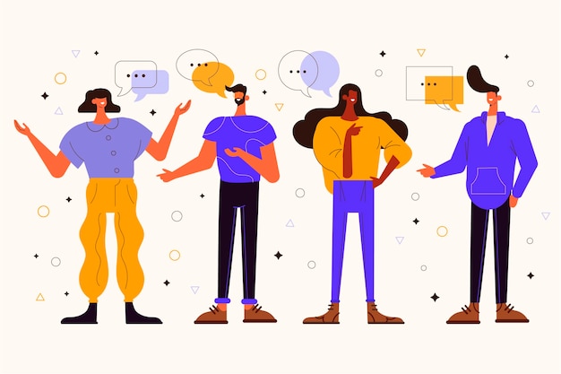 Ilustración plana personas hablando