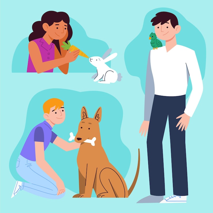 Vector gratuito ilustración plana de personas con mascotas