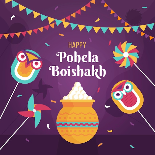 Vector gratuito ilustración plana pohela boishakh