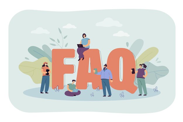 Ilustración plana de preguntas frecuentes
