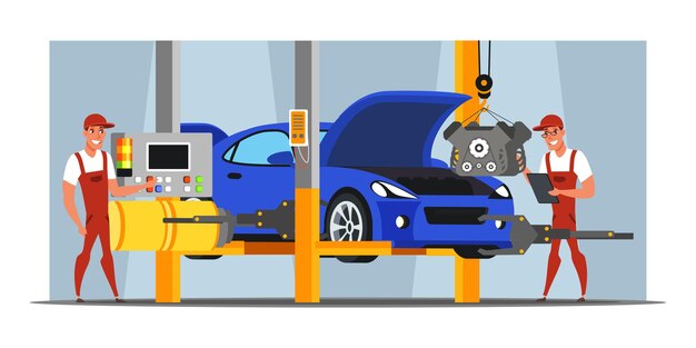 Ilustración plana de producción de maquinaria