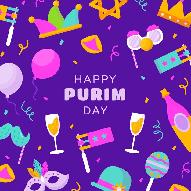 Ilustración plana de purim