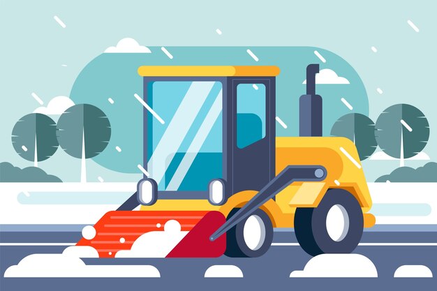 Ilustración plana de quitanieves de invierno
