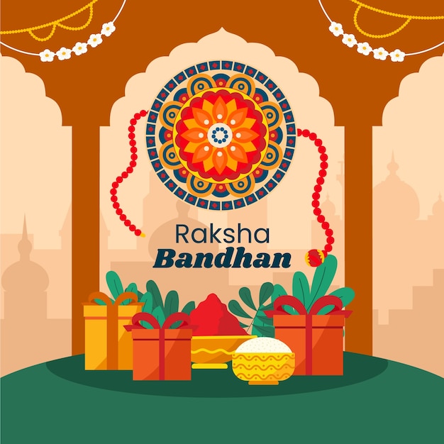 Ilustración plana de raksha bandhan