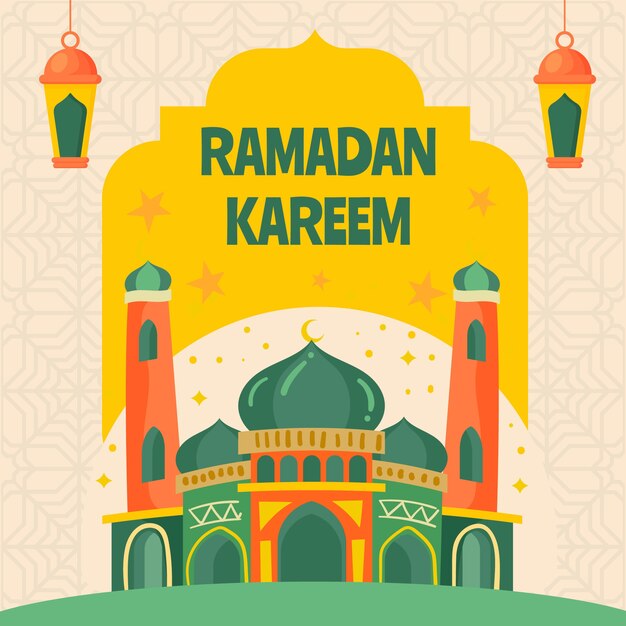 Ilustración plana de ramadán kareem