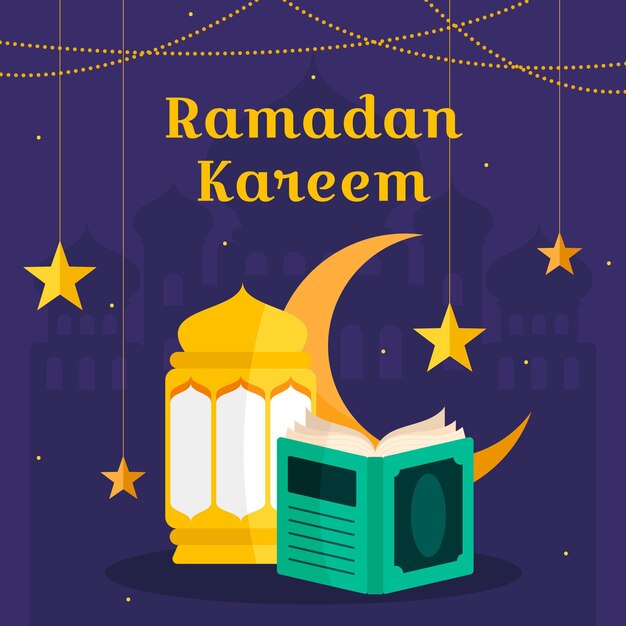 Ilustración plana de ramadán