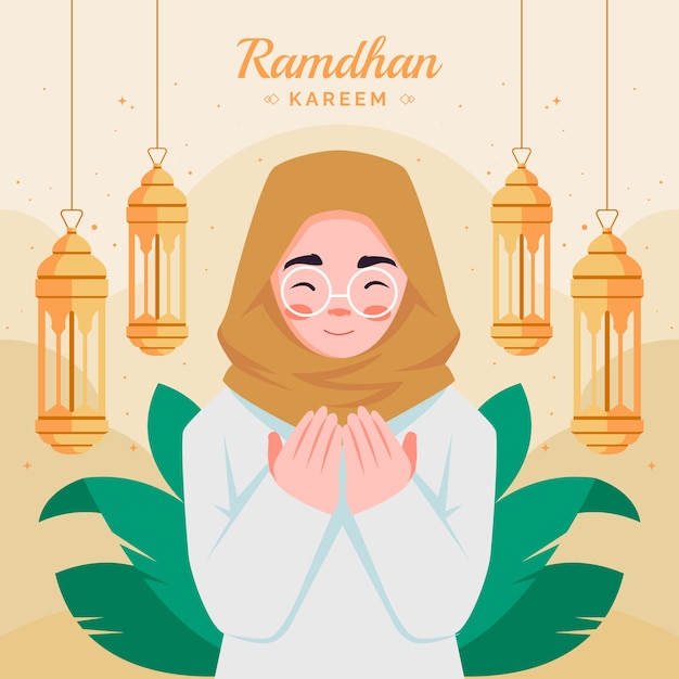 Ilustración plana de ramadán