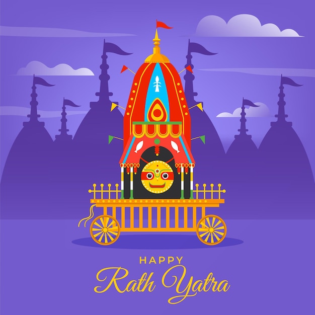 Ilustración plana rath yatra