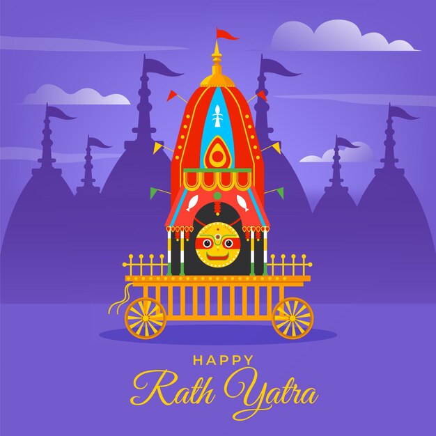 Ilustración plana rath yatra