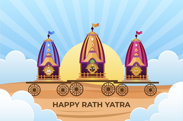 Ilustración plana rath yatra