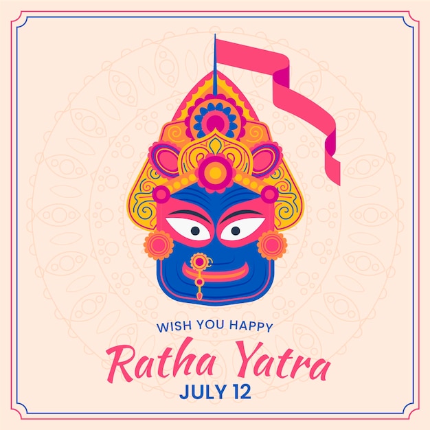 Vector gratuito ilustración plana rath yatra