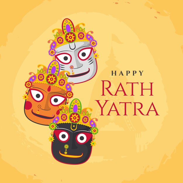 Ilustración plana rath yatra