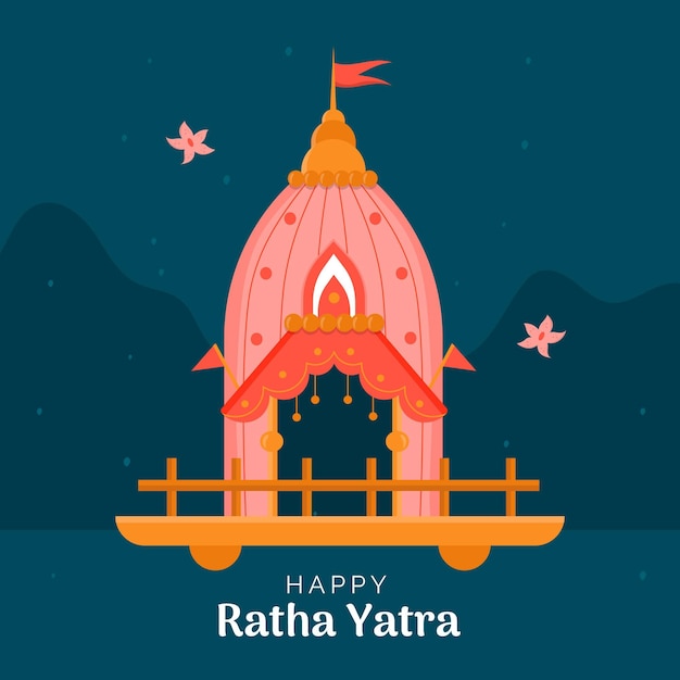 Vector gratuito ilustración plana rath yatra