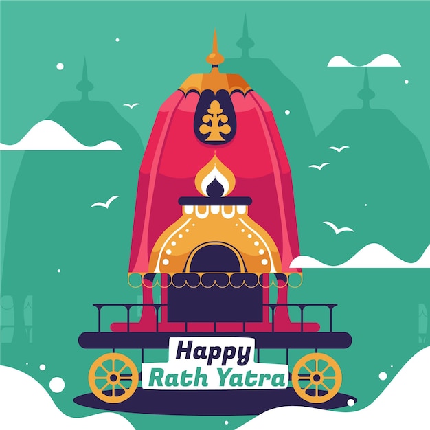 Vector gratuito ilustración plana rath yatra