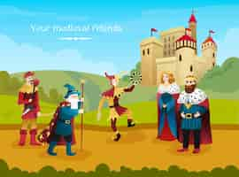 Vector gratuito ilustración plana reino medieval