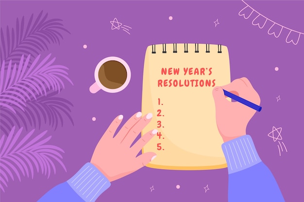 Vector gratuito ilustración plana de resoluciones de año nuevo