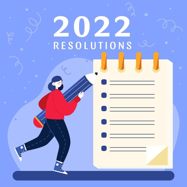 Ilustración plana de resoluciones de año nuevo
