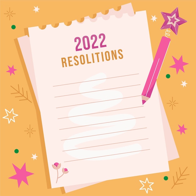 Ilustración plana de resoluciones de año nuevo