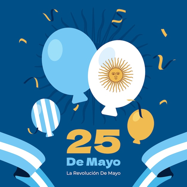 Ilustración plana para la revolución de mayo argentina