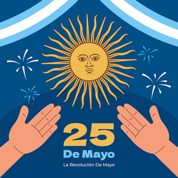 Vector gratuito ilustración plana para la revolución de mayo argentina