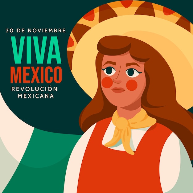 Vector gratuito ilustración plana revolución mexicana